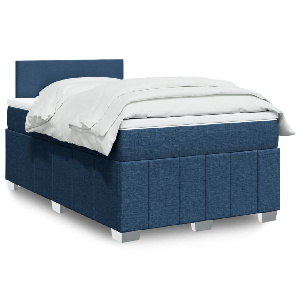 Boxspring met matras stof blauw 120x200 cm – afbeelding 1