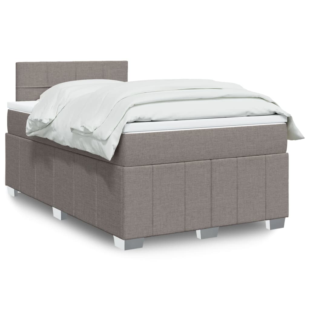 Boxspring met matras stof taupe 120x200 cm – afbeelding 1