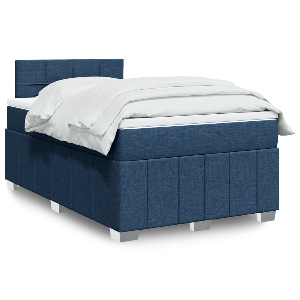 Boxspring met matras stof blauw 120x200 cm – afbeelding 1