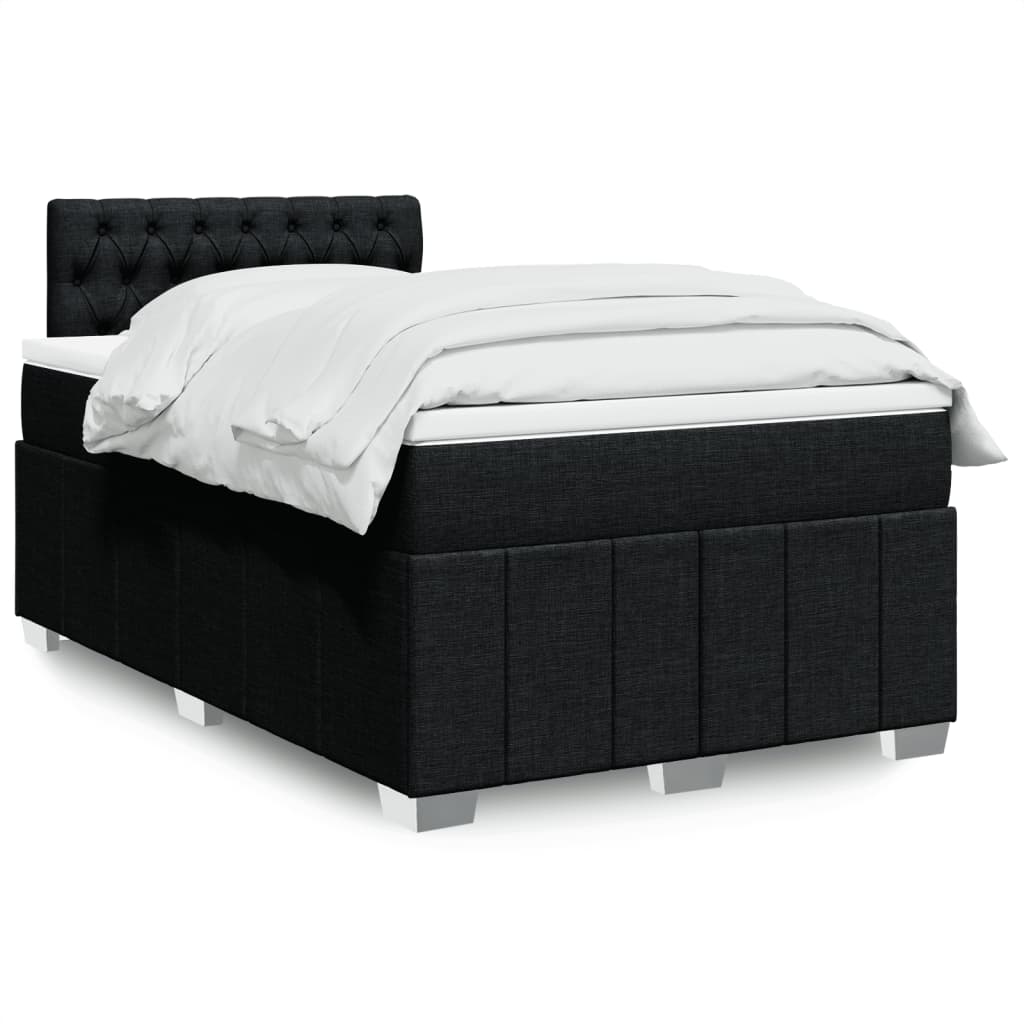 Boxspring met matras stof zwart 120x200 cm – afbeelding 1