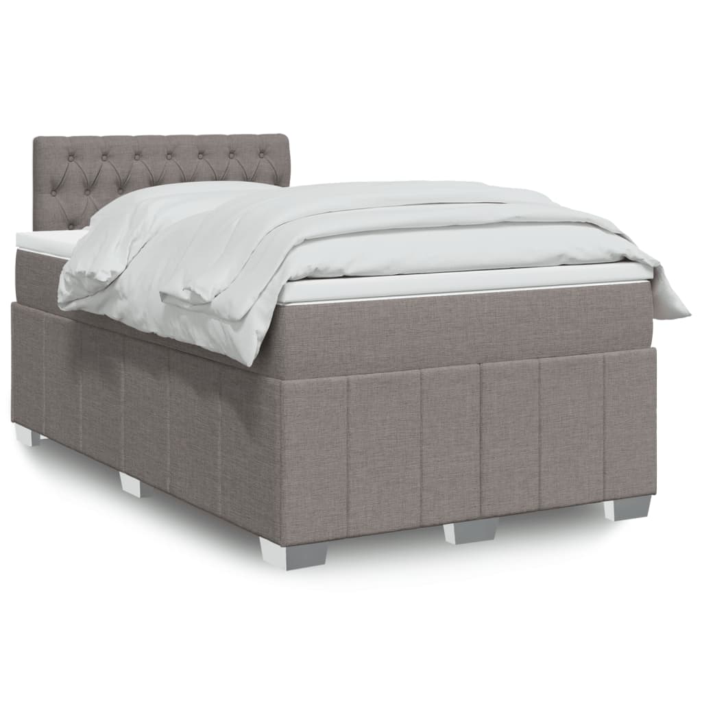 Boxspring met matras stof taupe 120x200 cm – afbeelding 1