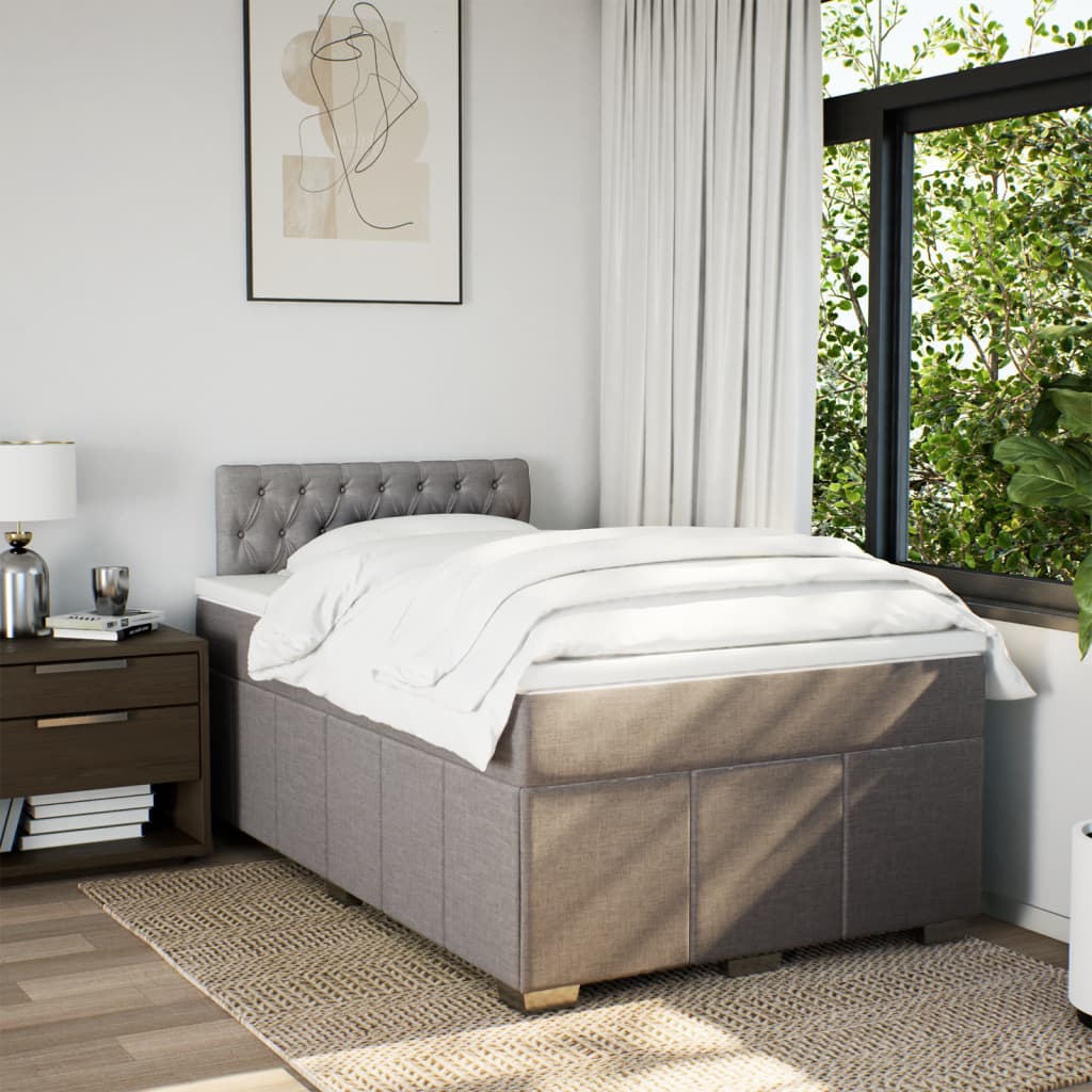 Boxspring met matras stof taupe 120x200 cm – afbeelding 4