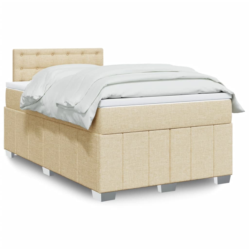 Boxspring met matras stof crèmekleurig 120x200 cm – afbeelding 1