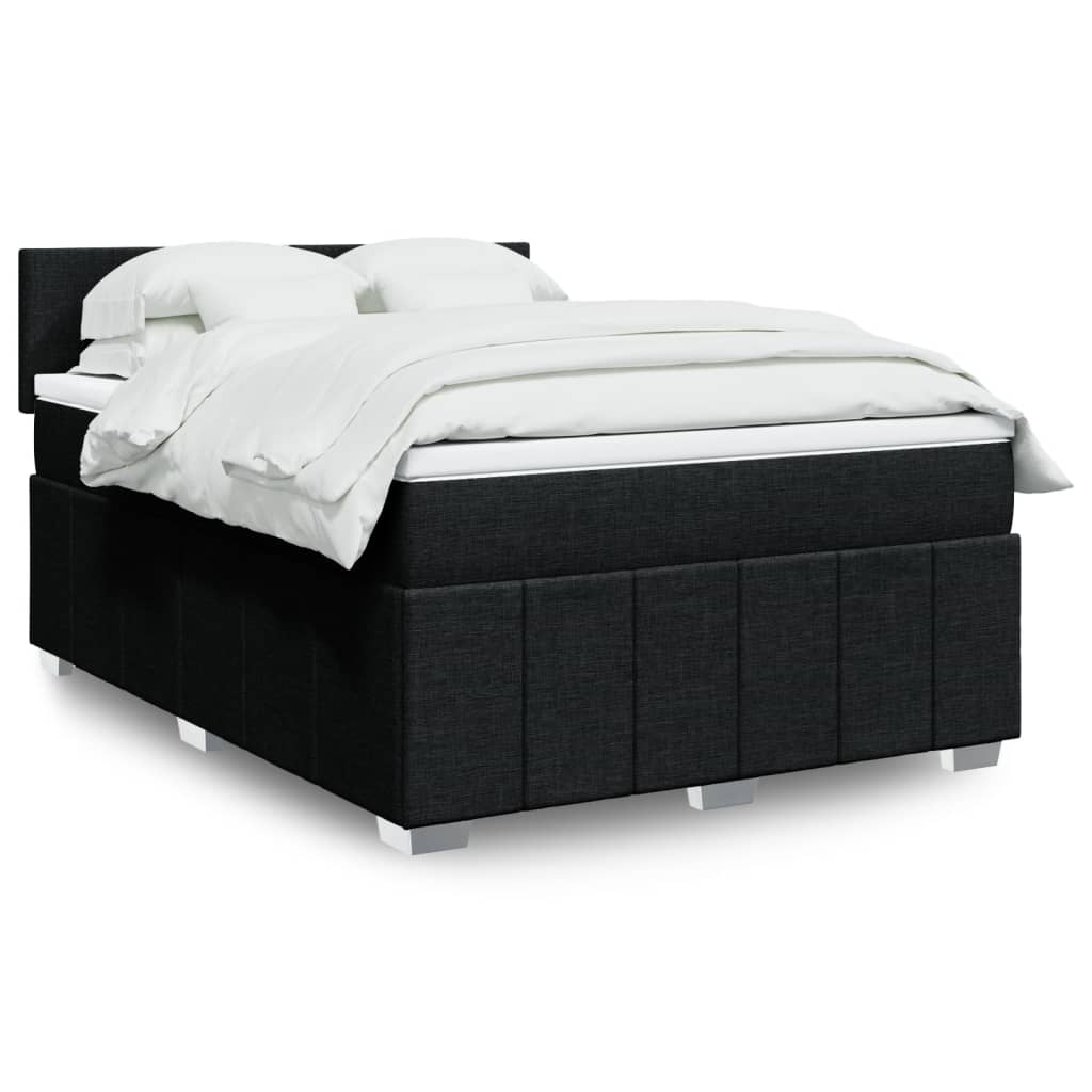 Boxspring met matras stof zwart 140x190 cm – afbeelding 1
