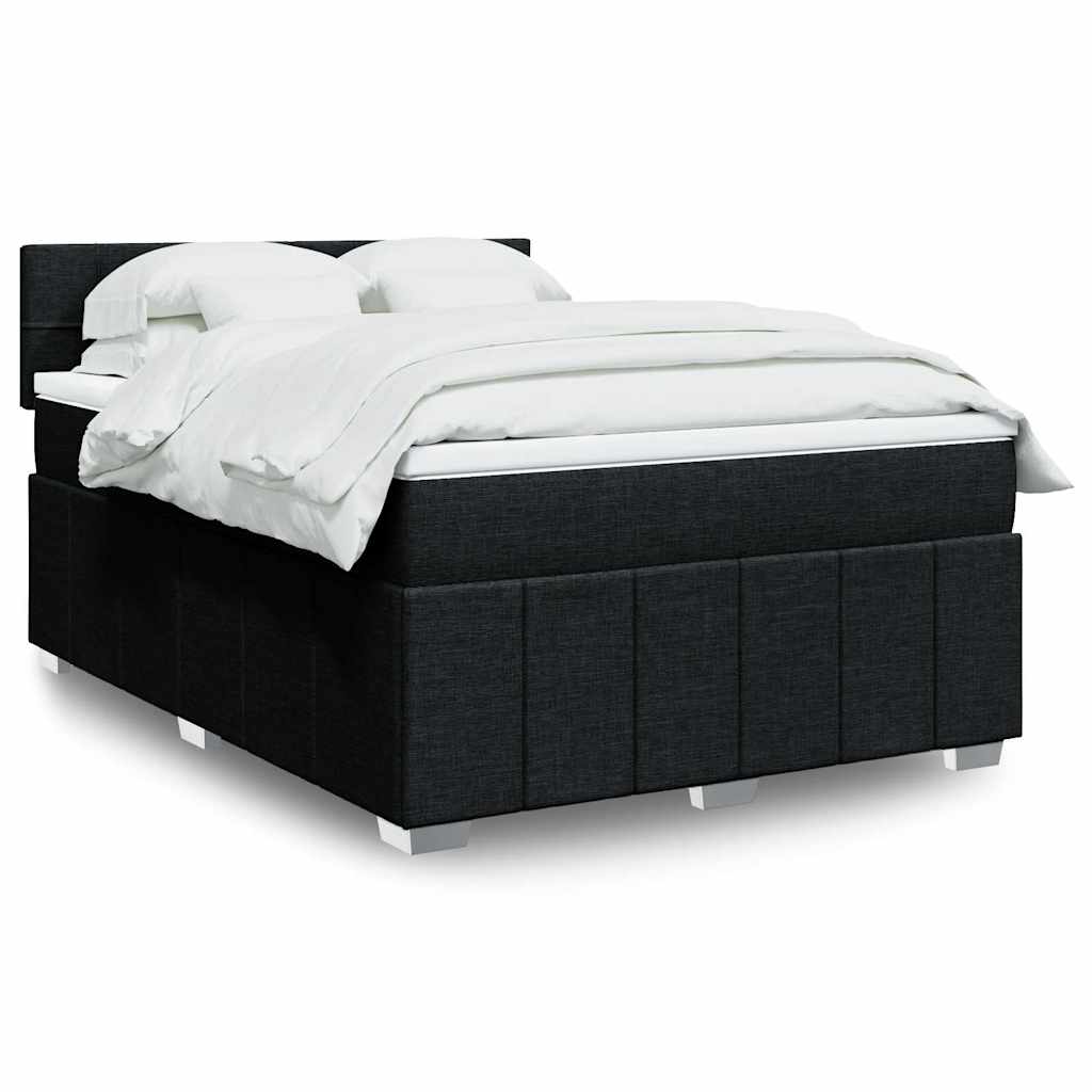 Boxspring met matras stof zwart 140x190 cm – afbeelding 1