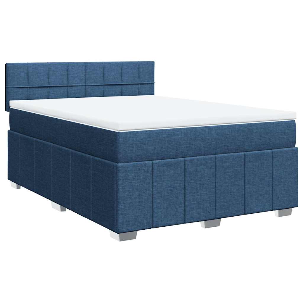 Boxspring met matras stof blauw 140x190 cm – afbeelding 3