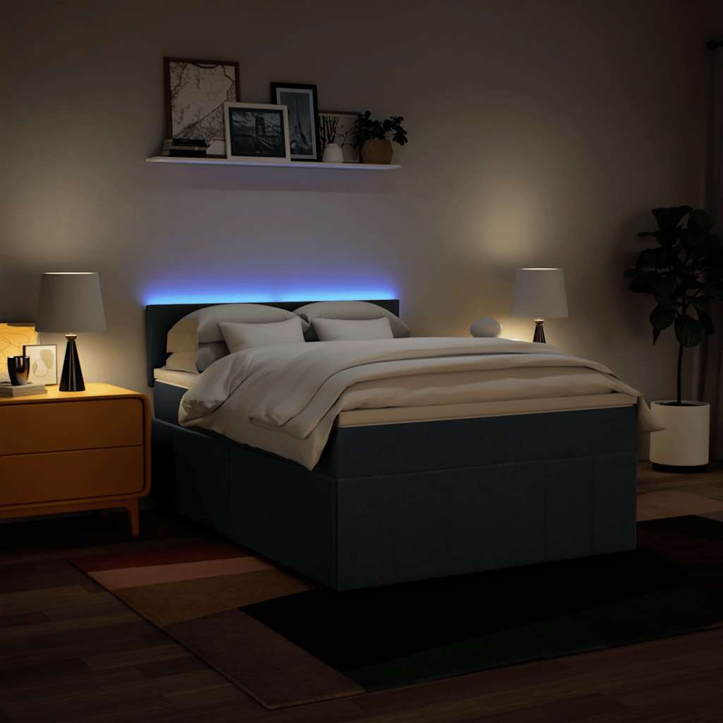 Boxspring met matras stof blauw 140x190 cm – afbeelding 4