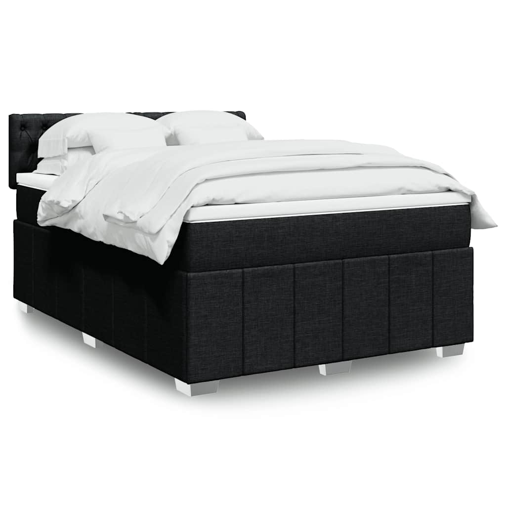 Boxspring met matras stof zwart 140x190 cm – afbeelding 1