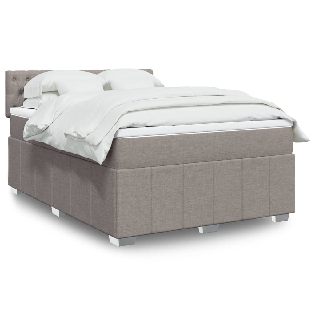 Boxspring met matras stof taupe 140x190 cm – afbeelding 1