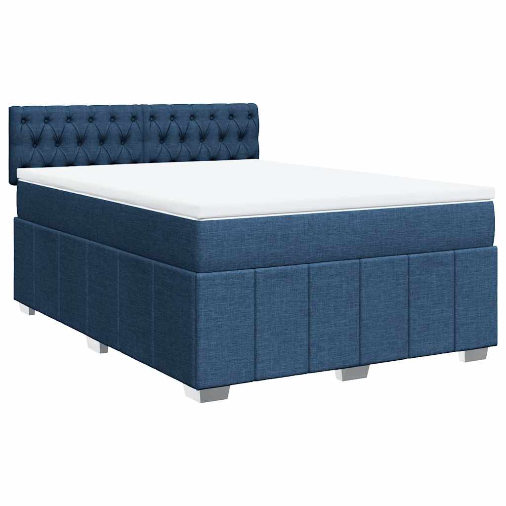 Boxspring met matras stof blauw 140x190 cm – afbeelding 3
