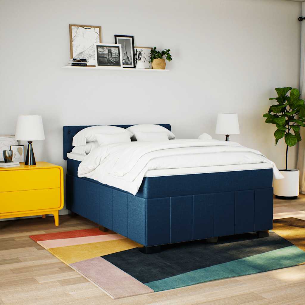 Boxspring met matras stof blauw 140x190 cm – afbeelding 5