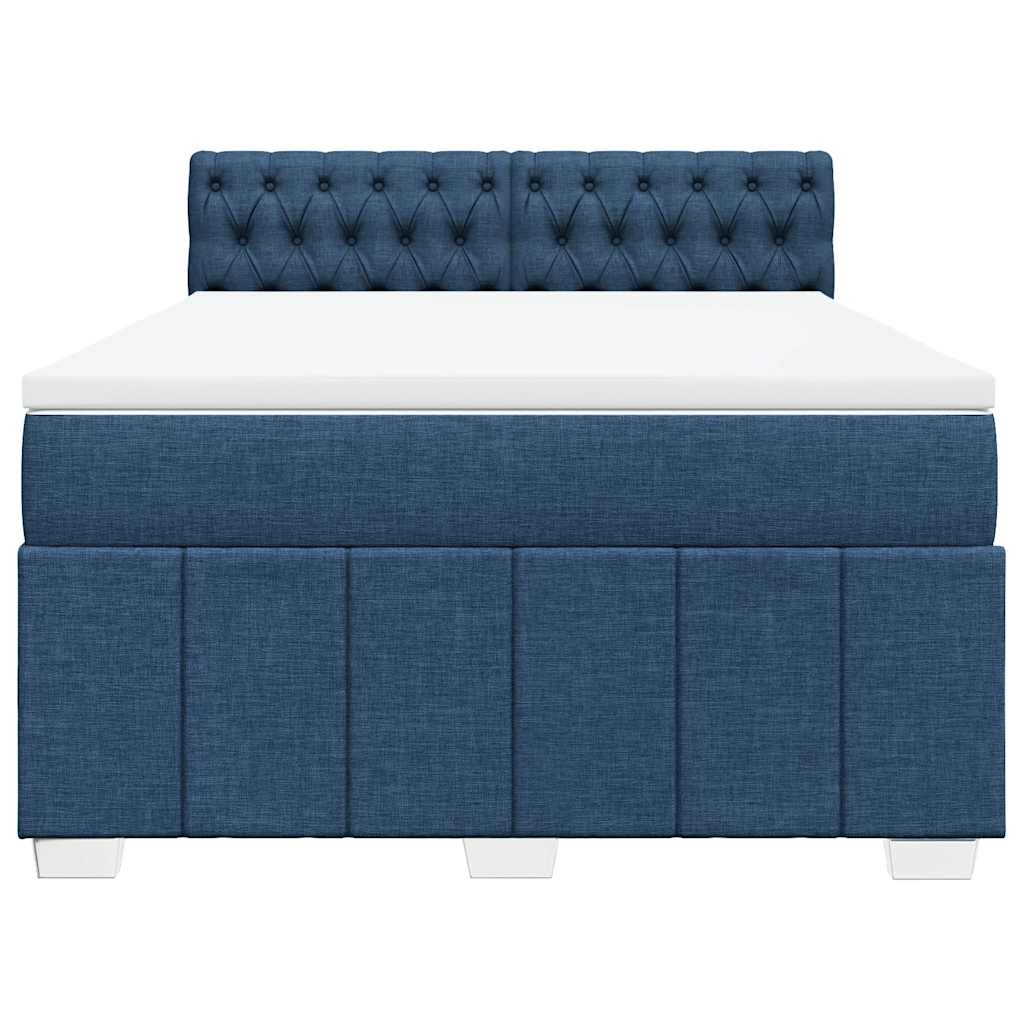 Boxspring met matras stof blauw 140x190 cm – afbeelding 6