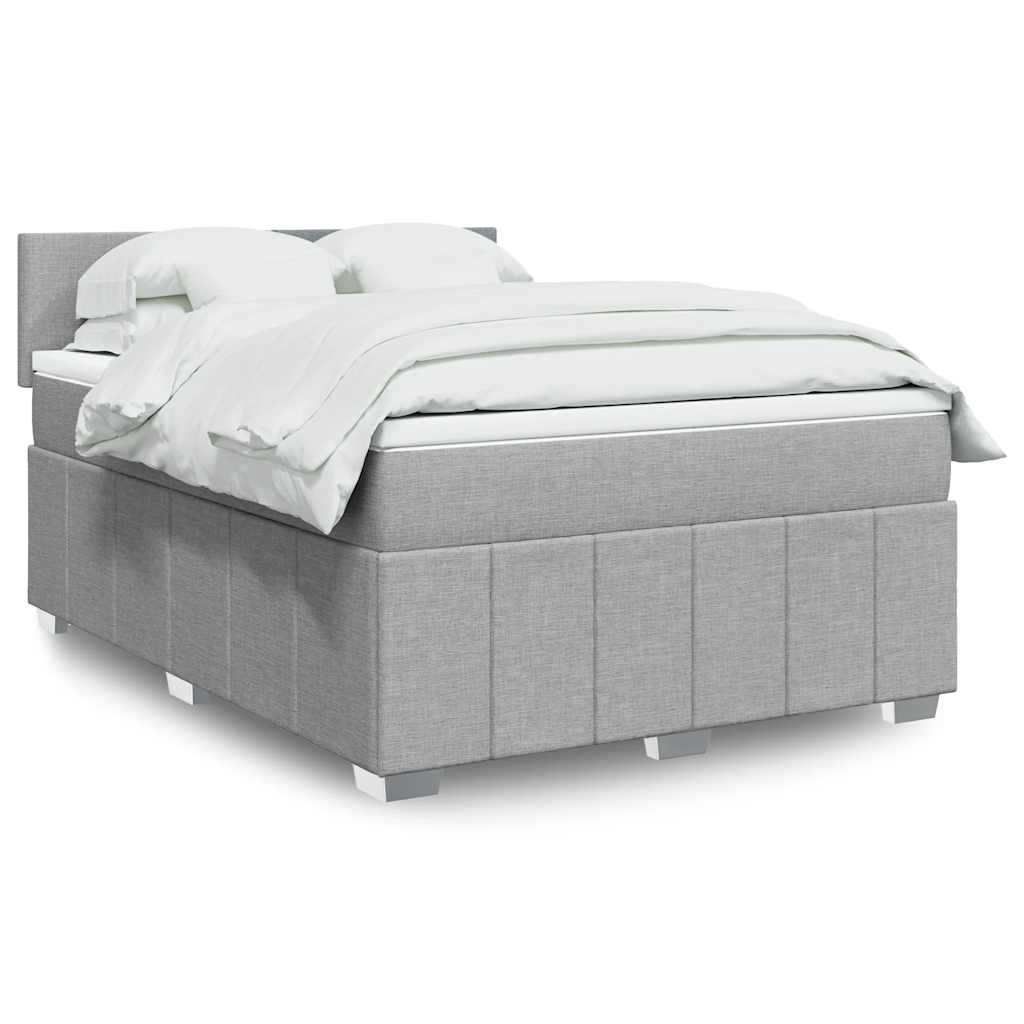 Boxspring met matras stof lichtgrijs 140x200 cm – afbeelding 1