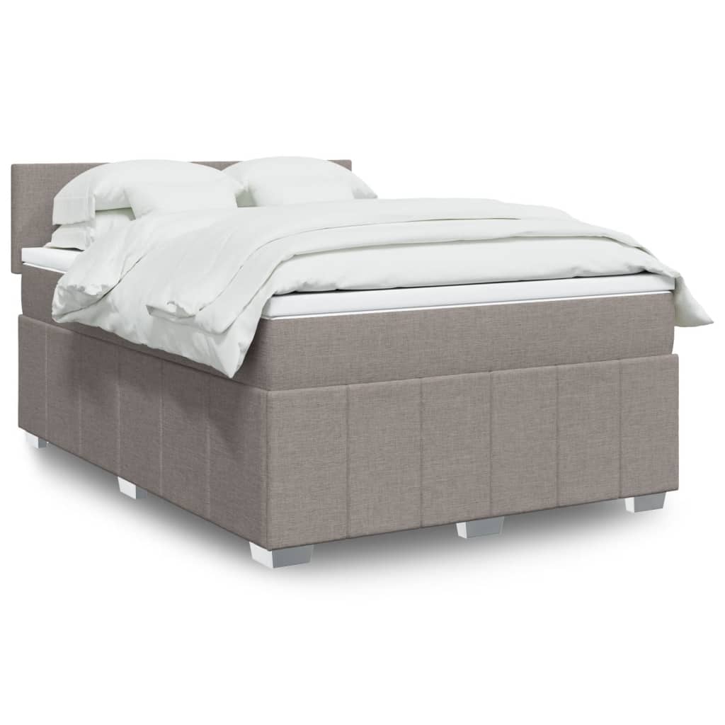 Boxspring met matras stof taupe 140x200 cm – afbeelding 1