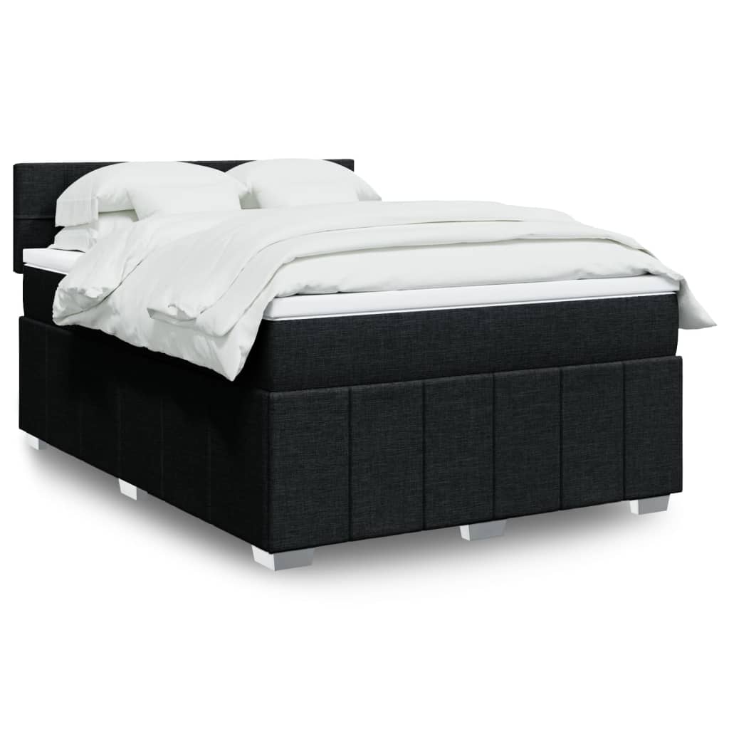 Boxspring met matras stof zwart 140x200 cm – afbeelding 1