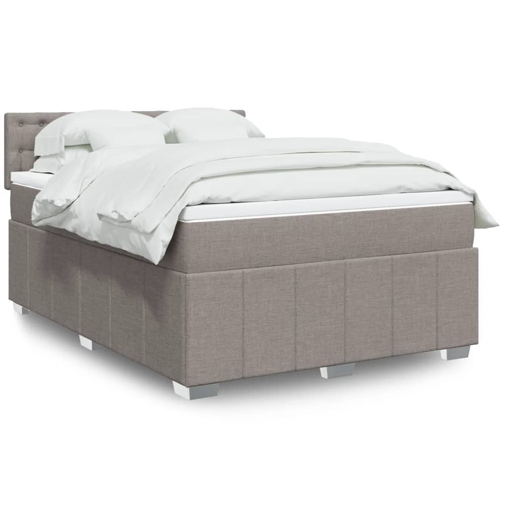 Boxspring met matras stof taupe 140x200 cm – afbeelding 1