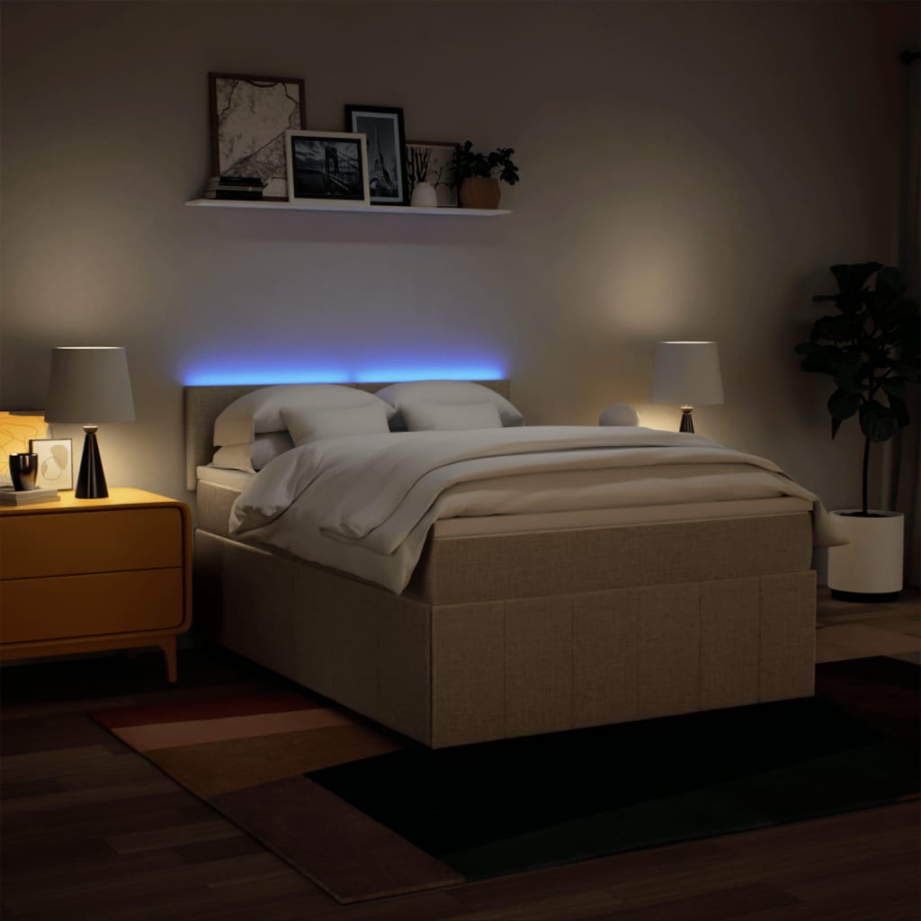 Boxspring met matras stof crèmekleurig 160x200 cm – afbeelding 5