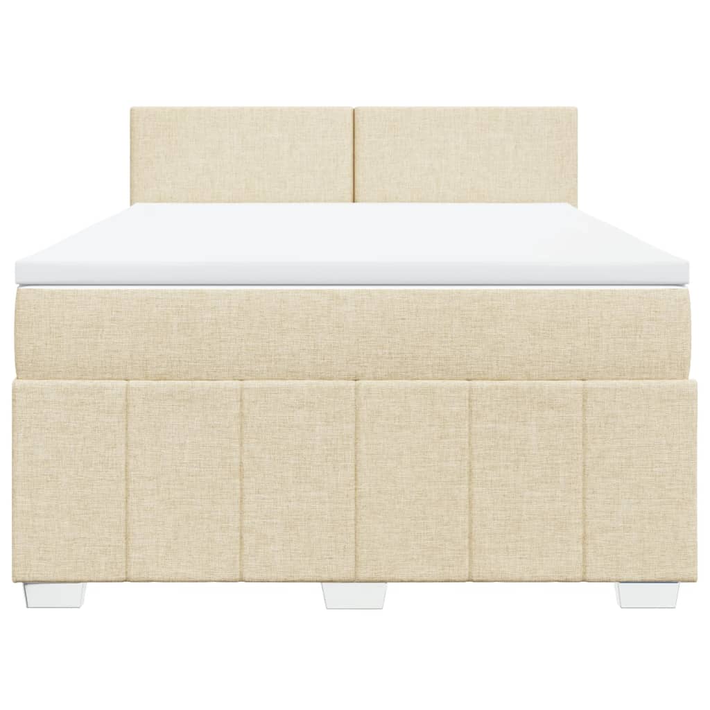 Boxspring met matras stof crèmekleurig 160x200 cm – afbeelding 6