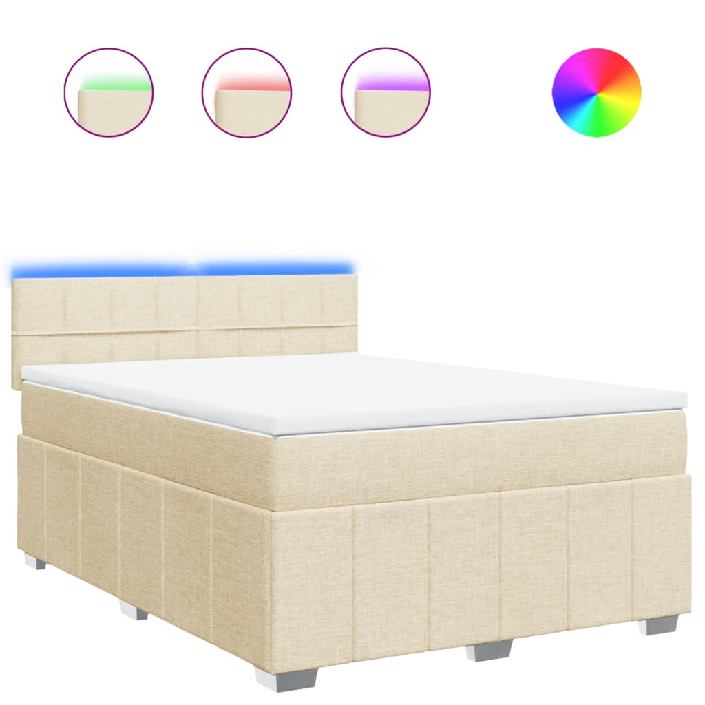 Boxspring met matras stof crèmekleurig 160x200 cm – afbeelding 2
