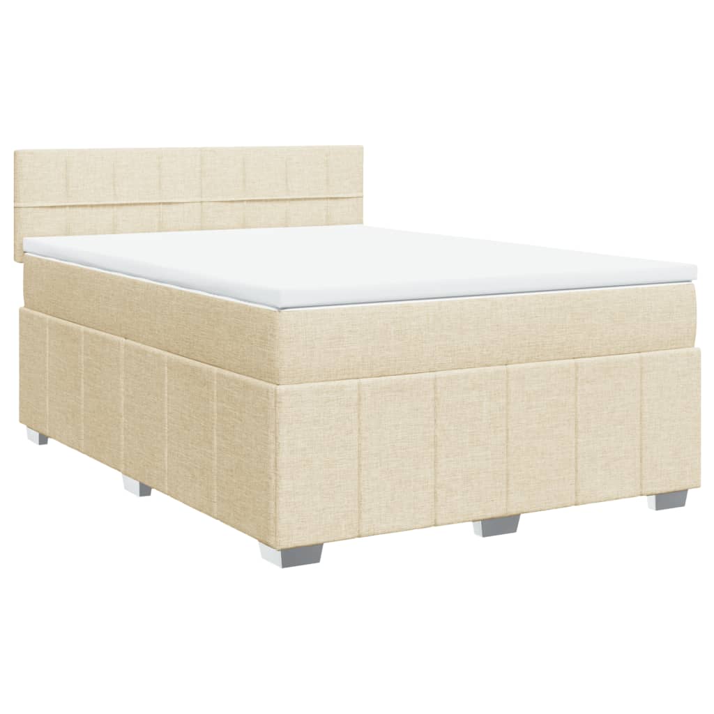 Boxspring met matras stof crèmekleurig 160x200 cm – afbeelding 3