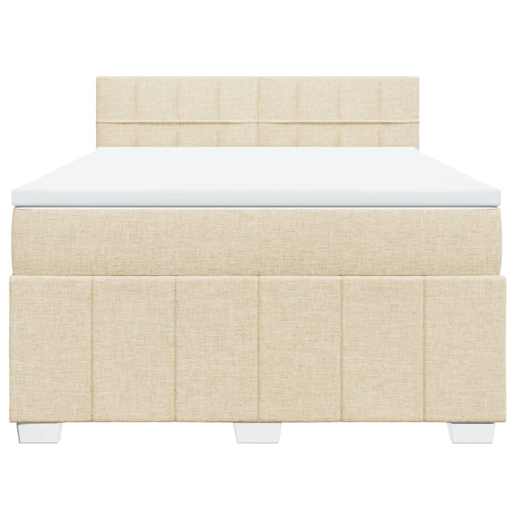 Boxspring met matras stof crèmekleurig 160x200 cm – afbeelding 6