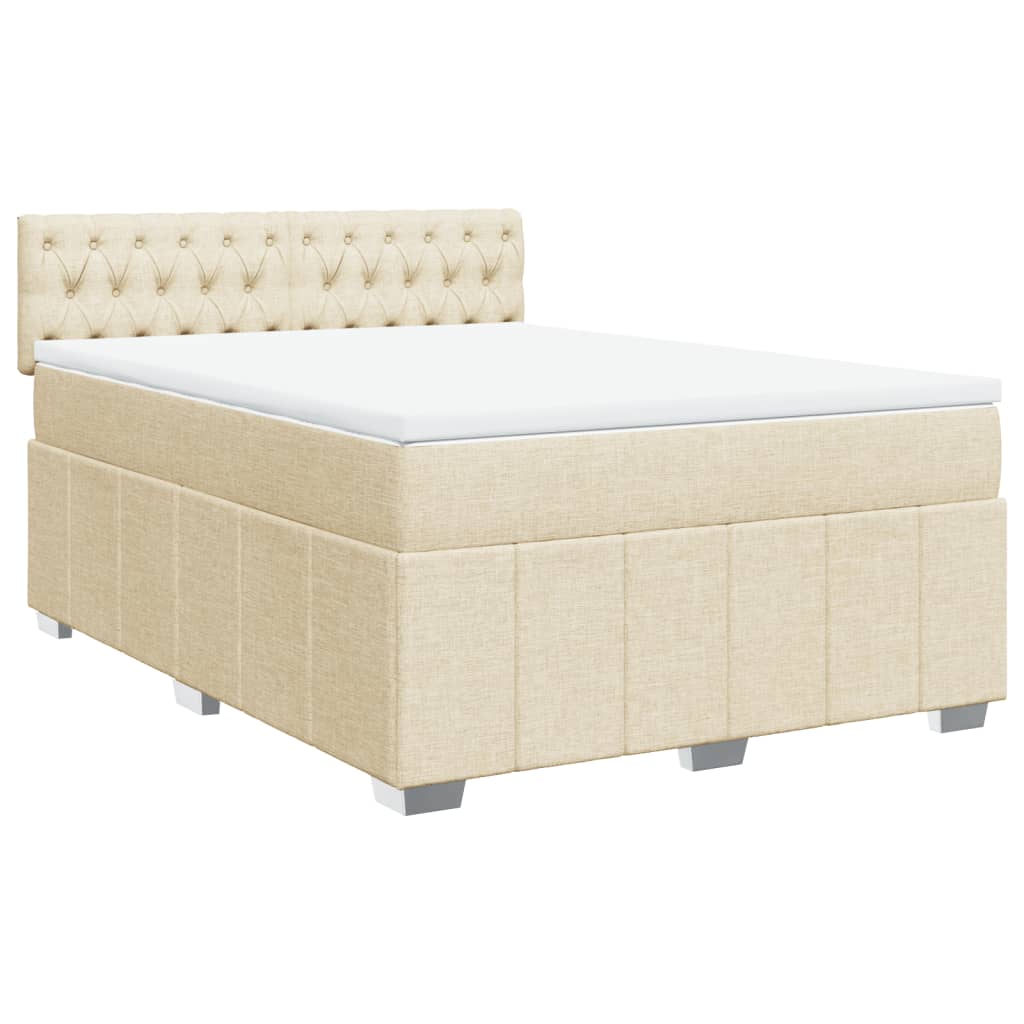 Boxspring met matras stof crèmekleurig 160x200 cm – afbeelding 3
