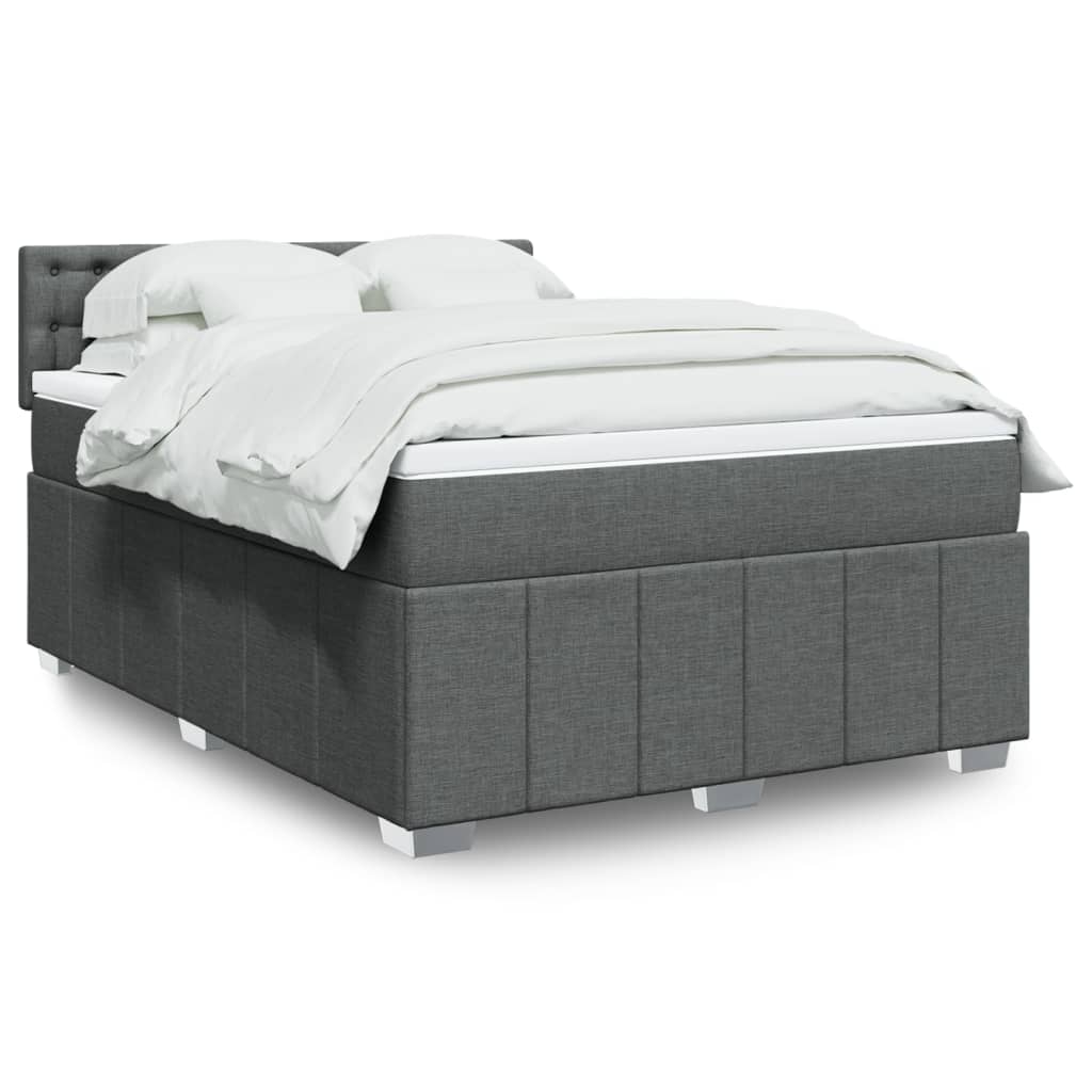 Boxspring met matras stof donkergrijs 160x200 cm – afbeelding 1