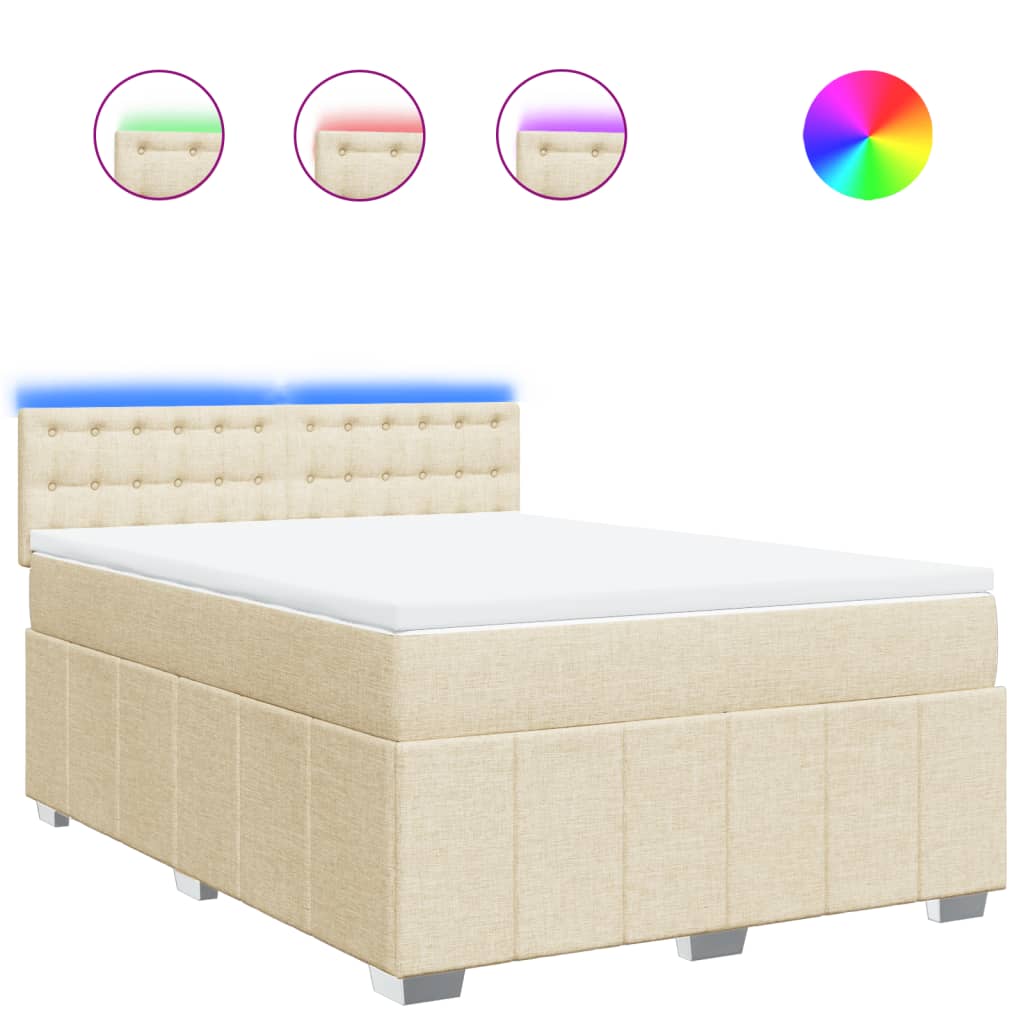 Boxspring met matras stof crèmekleurig 160x200 cm – afbeelding 2