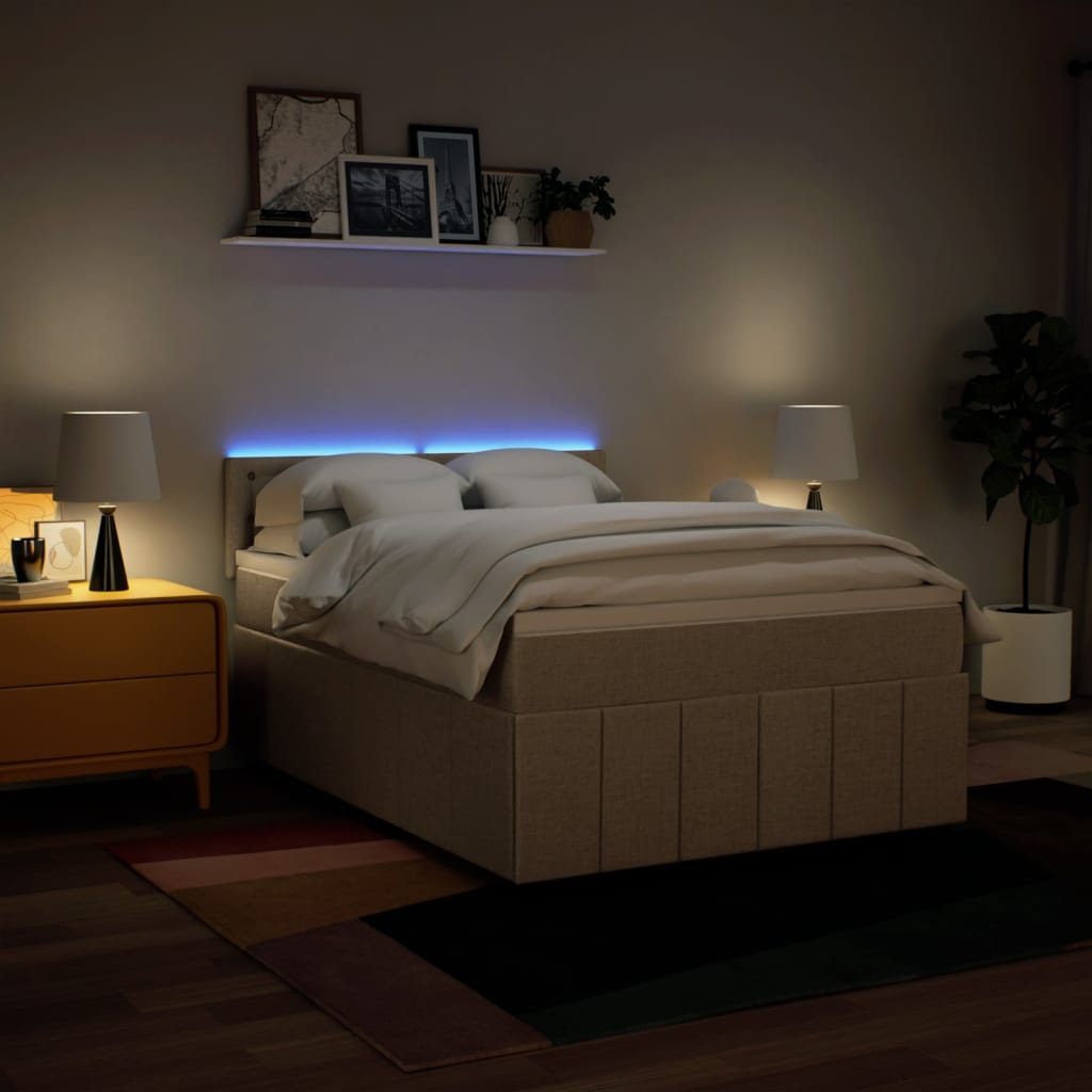 Boxspring met matras stof crèmekleurig 160x200 cm – afbeelding 5