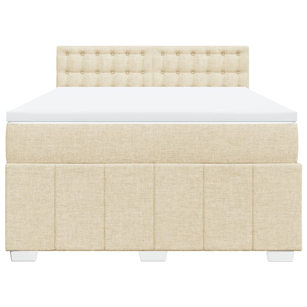 Boxspring met matras stof crèmekleurig 160x200 cm – afbeelding 6