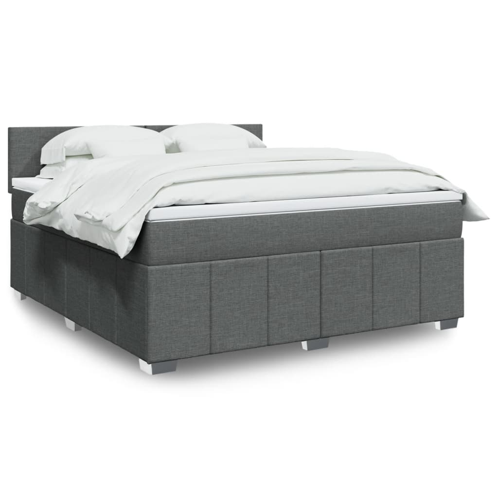 Boxspring met matras stof donkergrijs 180x200 cm – afbeelding 1