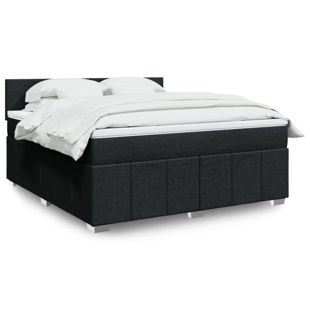 Boxspring met matras stof zwart 180x200 cm – afbeelding 1