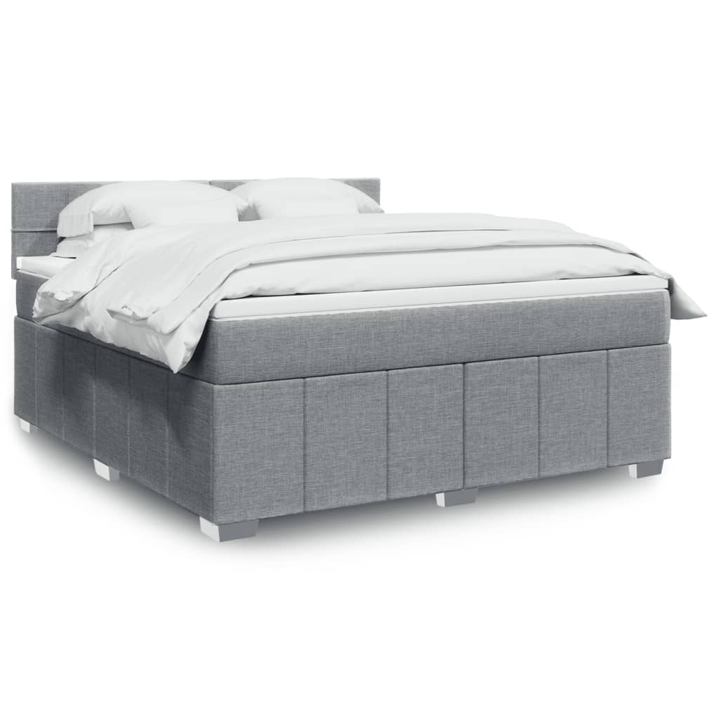Boxspring met matras stof lichtgrijs 180x200 cm – afbeelding 1
