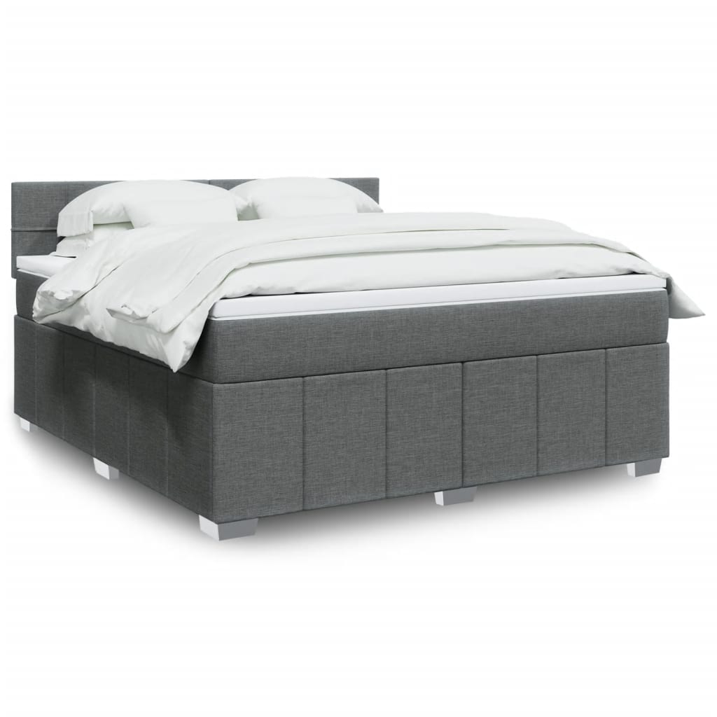Boxspring met matras stof donkergrijs 180x200 cm – afbeelding 1