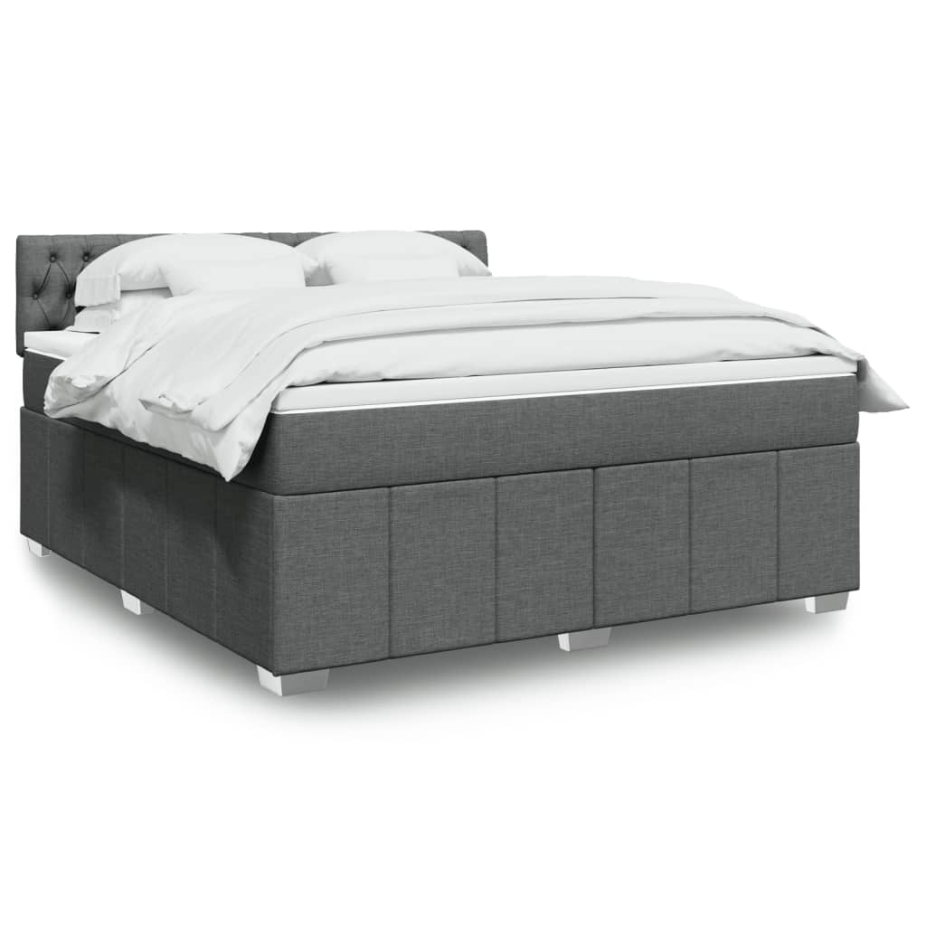 Boxspring met matras stof donkergrijs 180x200 cm – afbeelding 1