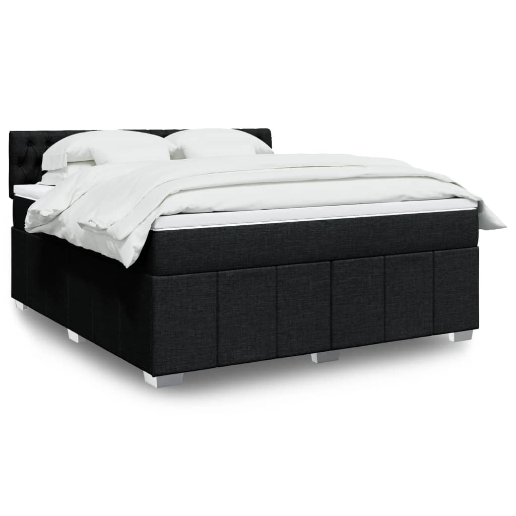 Boxspring met matras stof zwart 180x200 cm – afbeelding 1