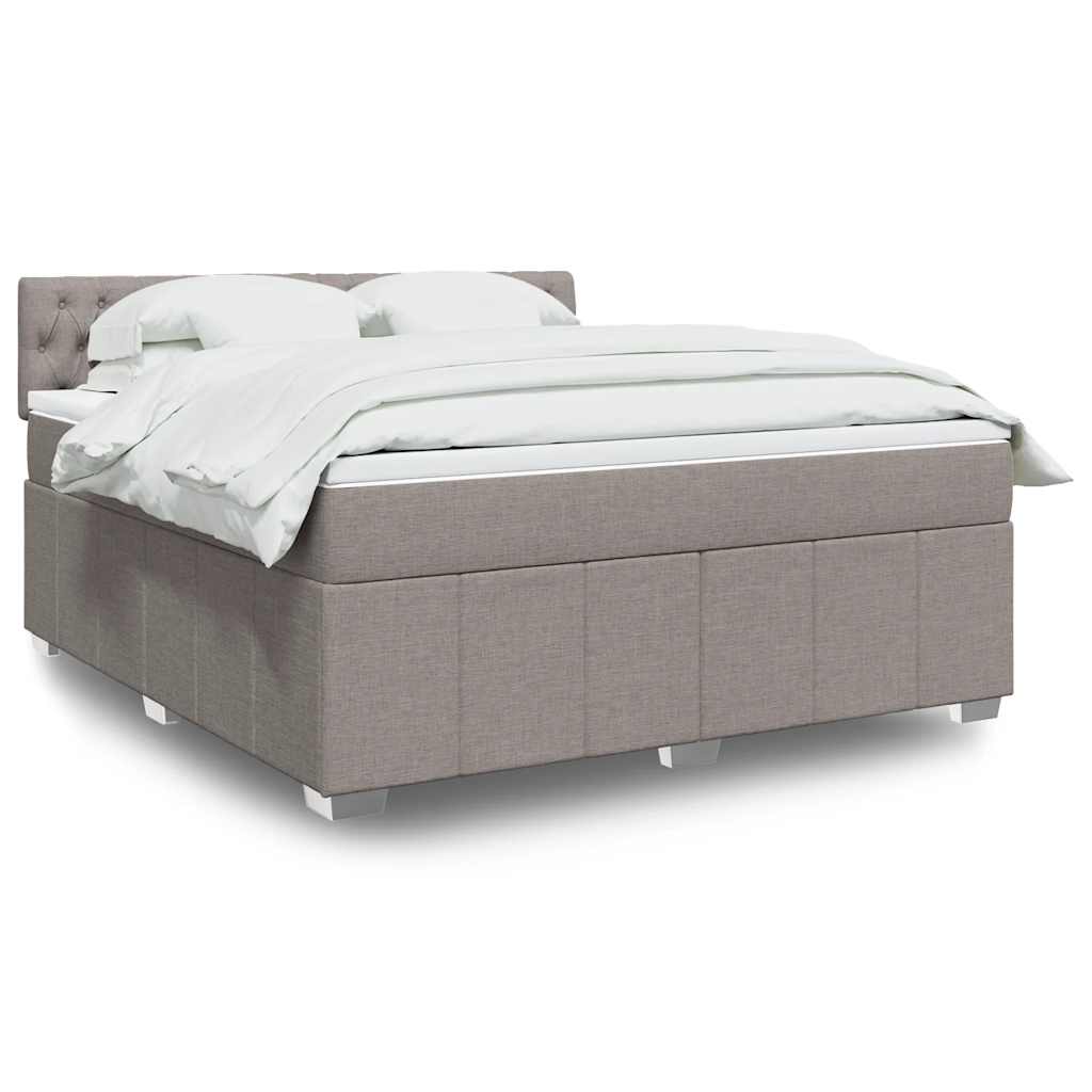 Boxspring met matras stof taupe 180x200 cm – afbeelding 1