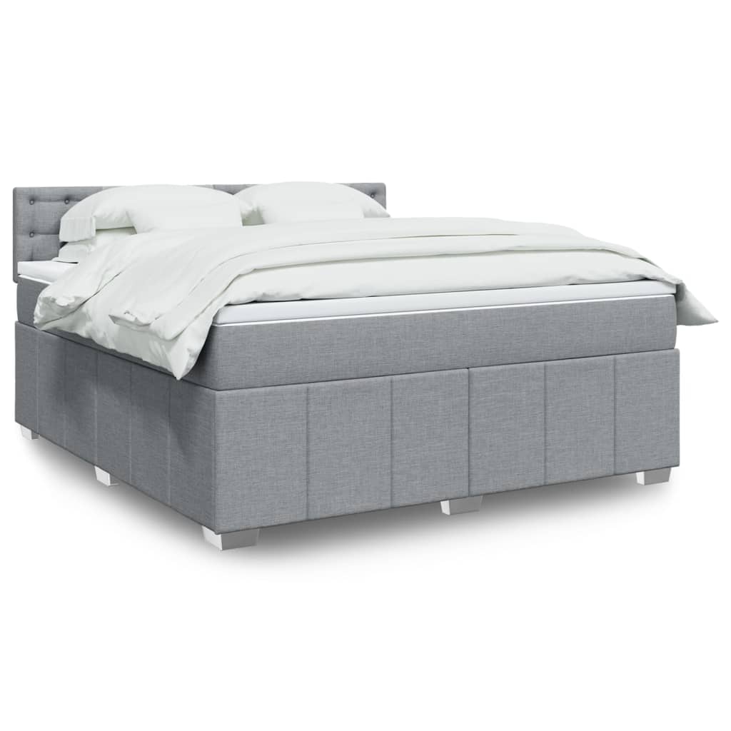 Boxspring met matras stof lichtgrijs 180x200 cm – afbeelding 1