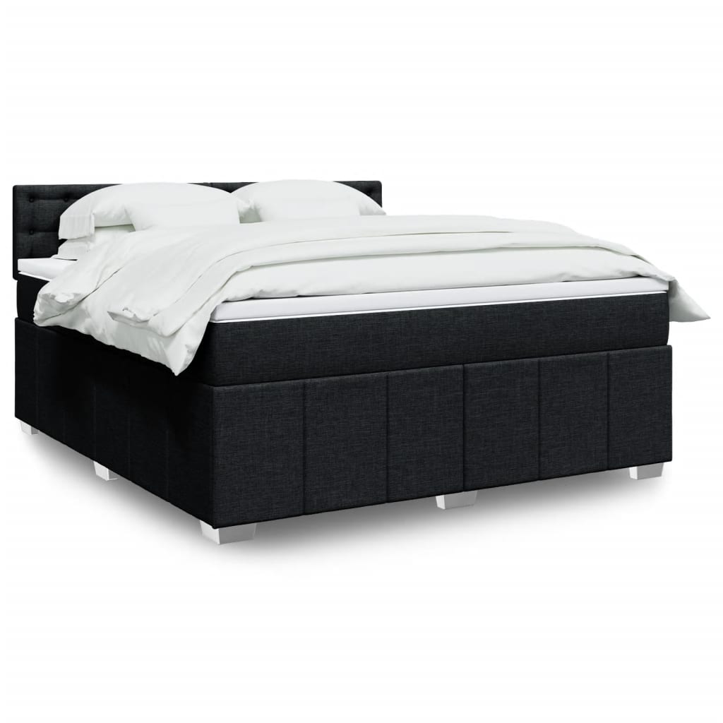 Boxspring met matras stof zwart 180x200 cm – afbeelding 1