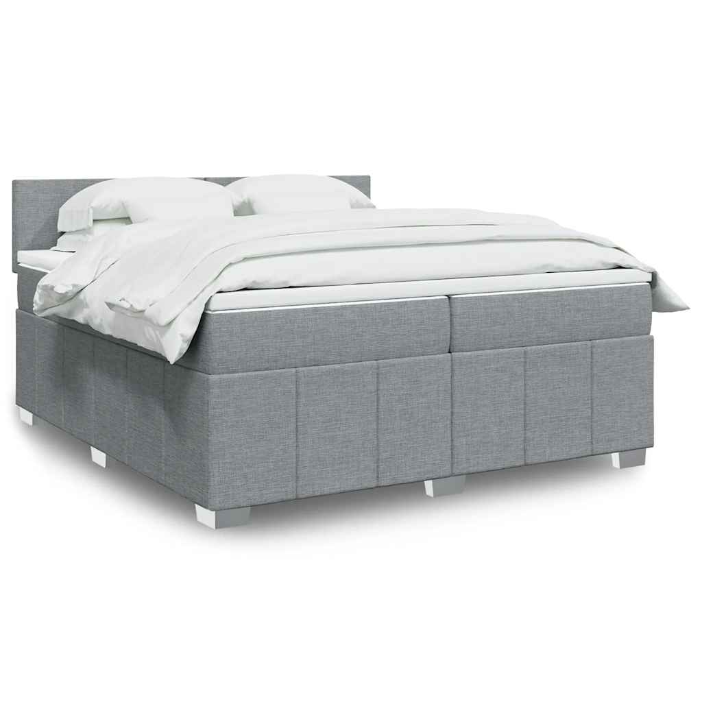 Boxspring met matras stof lichtgrijs 200x200 cm – afbeelding 1