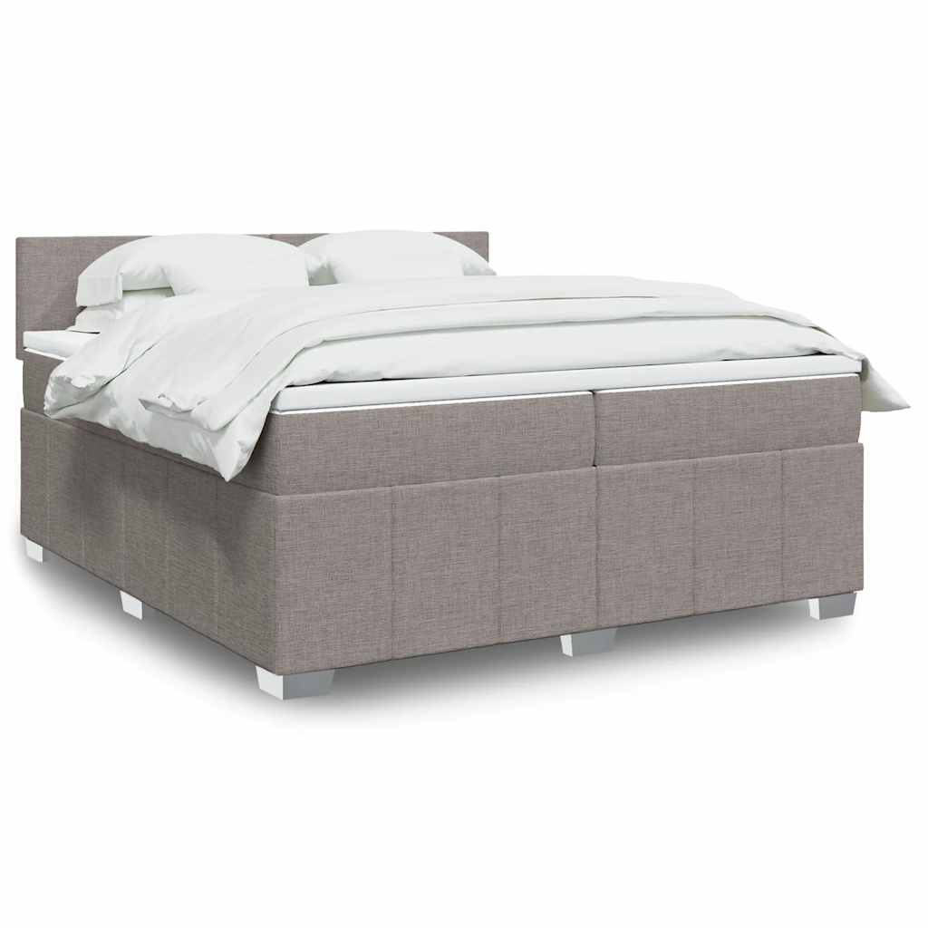 Boxspring met matras stof taupe 200x200 cm – afbeelding 1