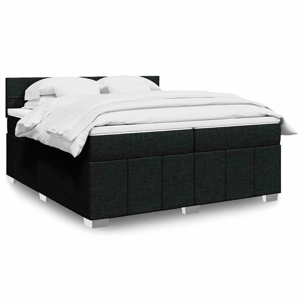 Boxspring met matras stof zwart 200x200 cm – afbeelding 1