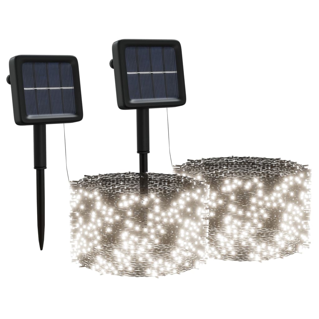 Lichtsnoeren 2 st met 2x200 LED's solar binnen/buiten koudwit – afbeelding 2