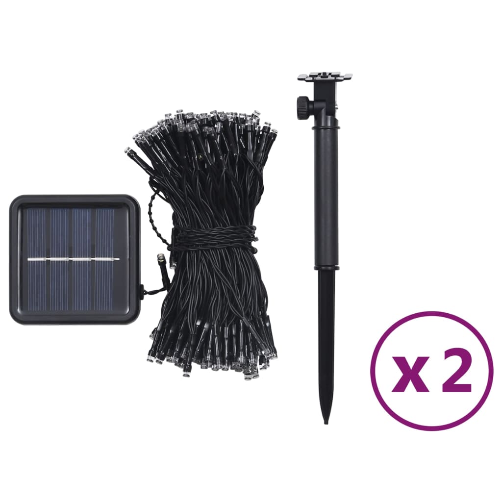 Lichtsnoeren 2 st met 2x200 LED's solar binnen/buiten koudwit – afbeelding 7