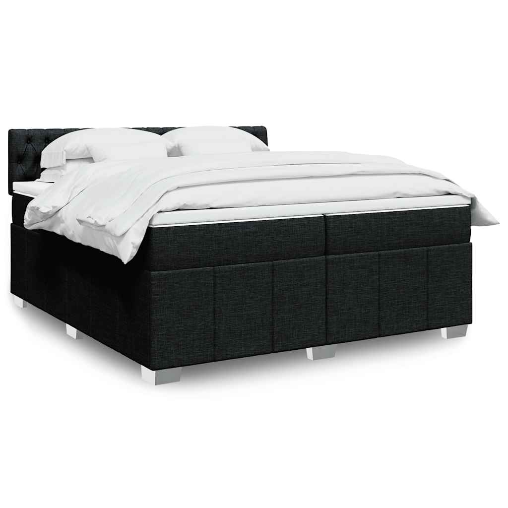Boxspring met matras stof zwart 200x200 cm – afbeelding 1