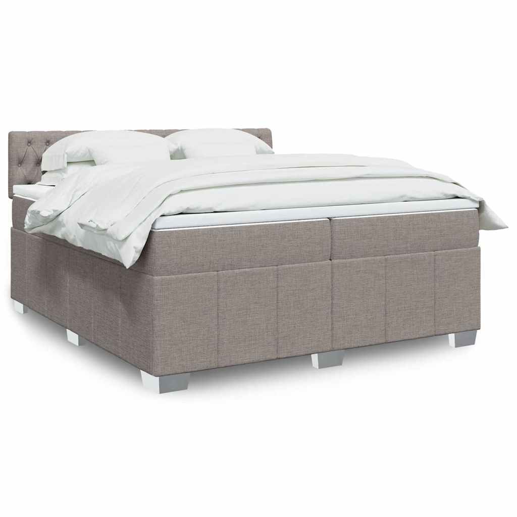 Boxspring met matras stof taupe 200x200 cm – afbeelding 1