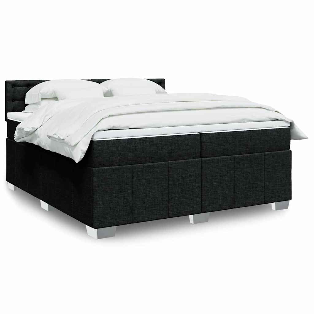 Boxspring met matras stof zwart 200x200 cm – afbeelding 1