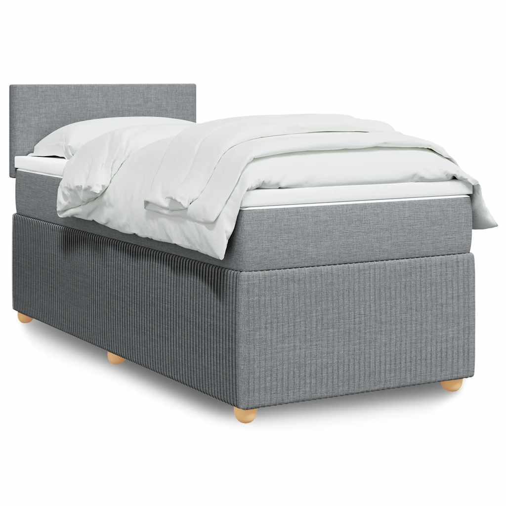 Boxspring met matras stof lichtgrijs 80x200 cm – afbeelding 1