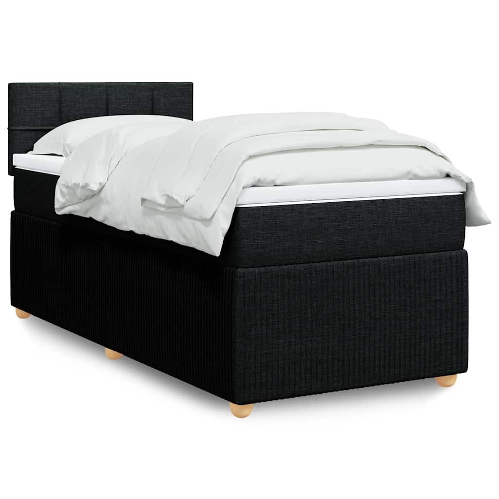 Boxspring met matras stof zwart 80x200 cm – afbeelding 1