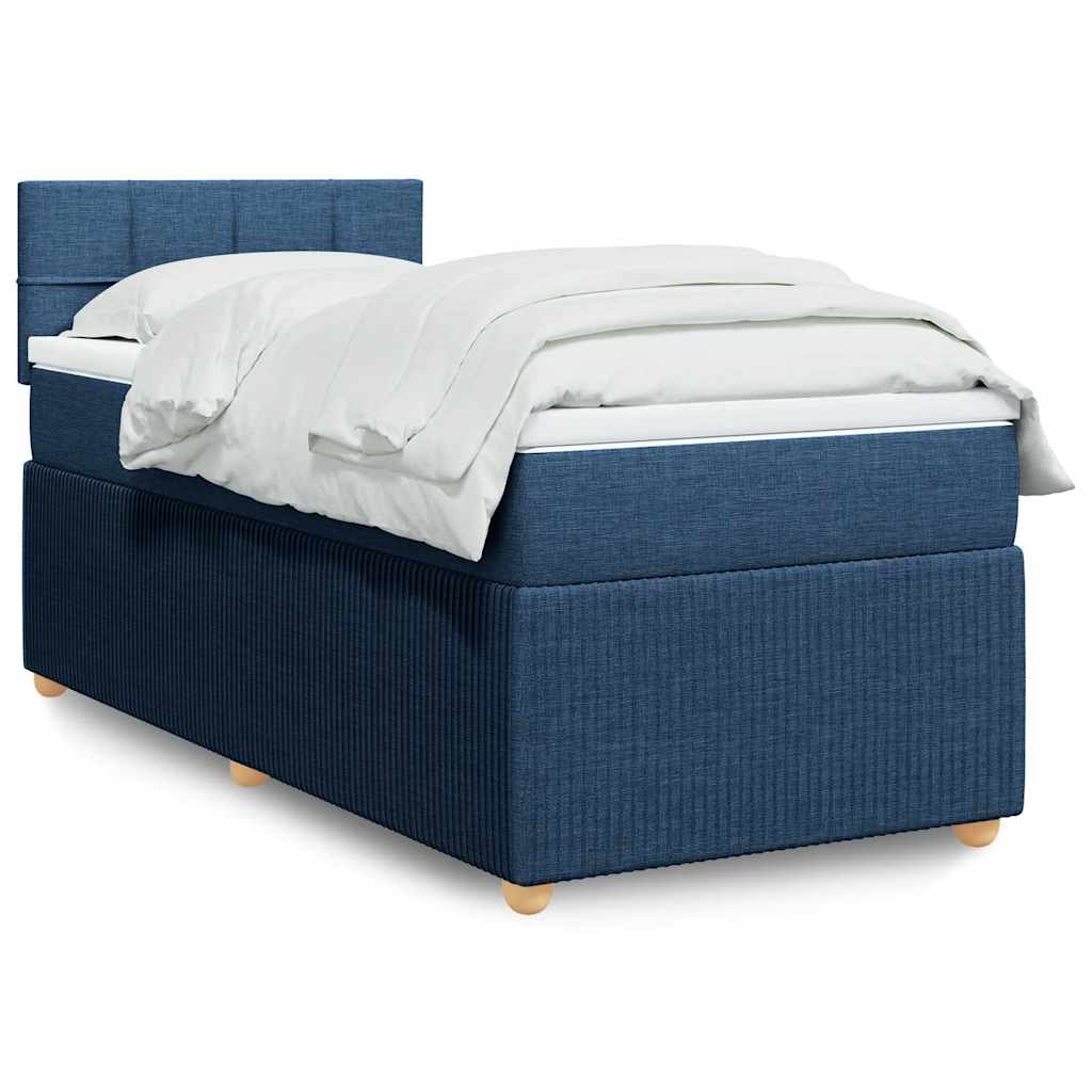 Boxspring met matras stof blauw 80x200 cm – afbeelding 1